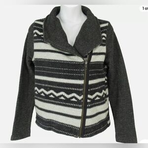 Anthropologie Blackletter T Shirt Dolan Knit Moto Jacket SM Pockets Asymmetrical